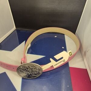 Pink Roundtree & Yorke Women's Belt with Silver Buckle